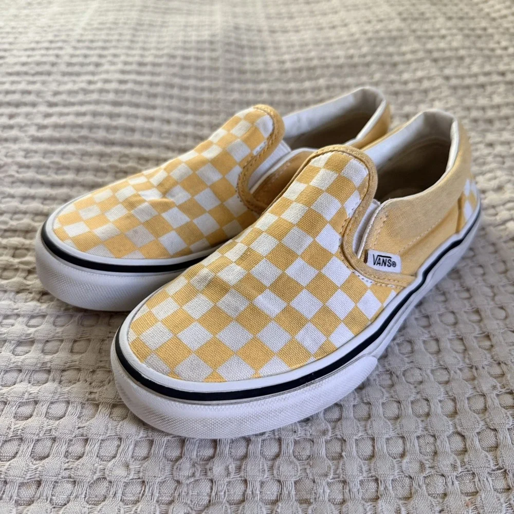 Vans yellow Checkered Slip On Shoes Kids Size 1.5